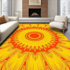 Radiant Sunburst Mandala Floral Pattern Rug