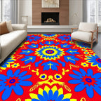 Bright Floral And Leaf Motif Rug