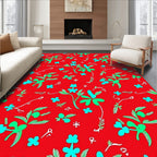 Red Floral Vine Pattern Rug