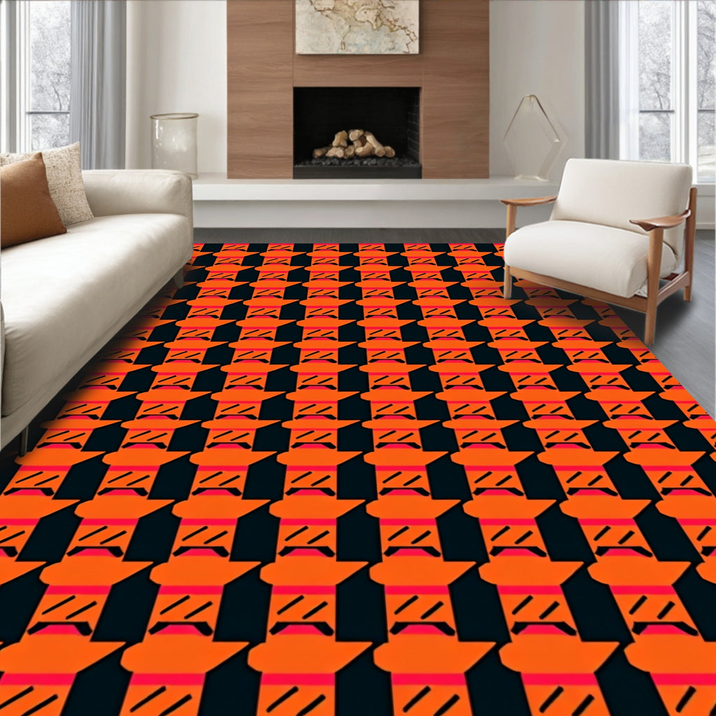 Bold GeometricHoundstoothPattern Rug