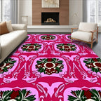 Bold Floral Pattern With Pink Accent Rug