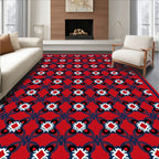 Bold Red Geometric Tile Pattern Rug