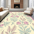Floral Rose Vine Whimsical Pattern Rug