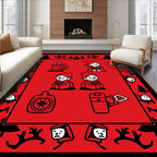 Red Whimsical Gnome Woodland Border Rug