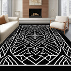Black White Geometric Art Deco Rug
