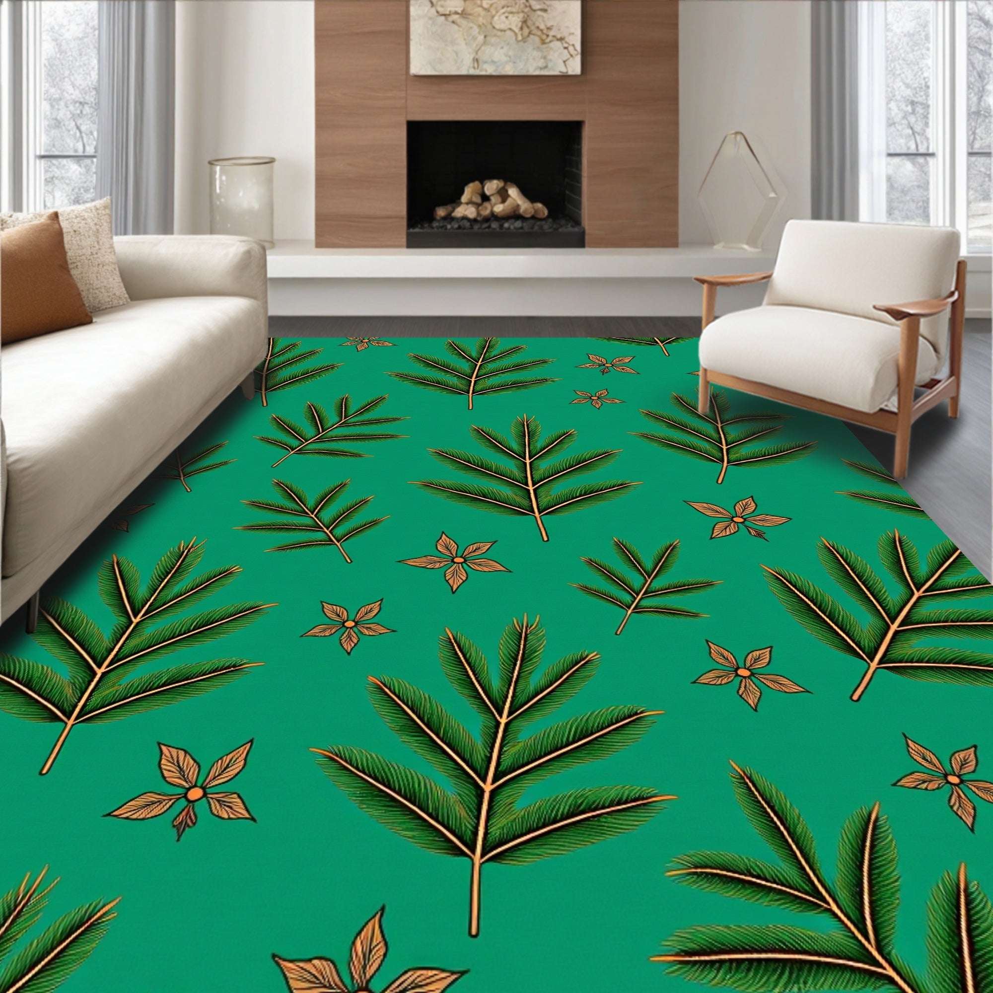 Foliage Floral Tropical Pattern Rug