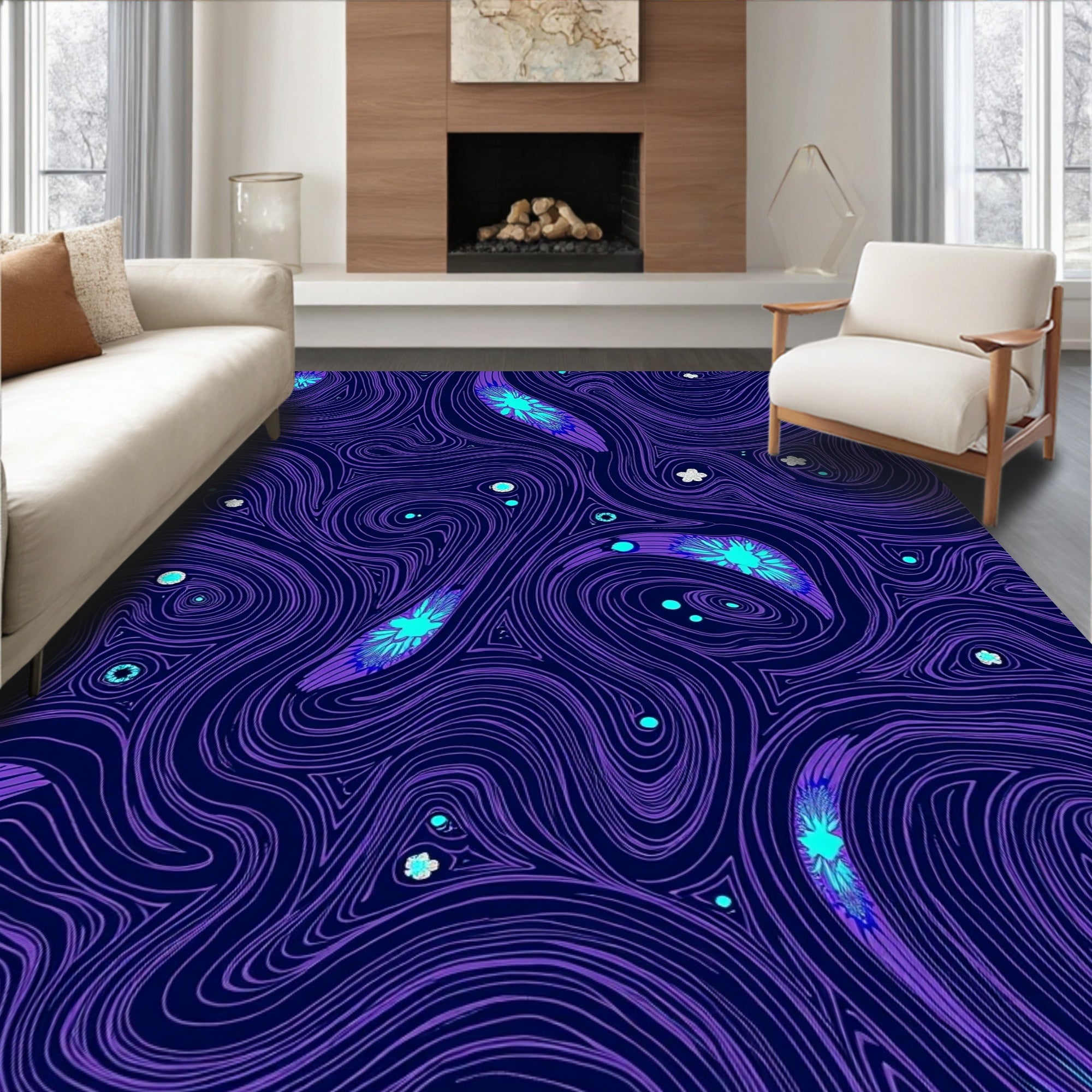 Deep Space Swirl Abstract Design Rug