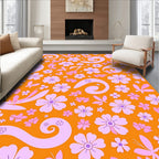 Retro Floral Swirl Pattern Rug