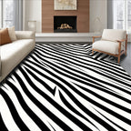 Bold Black White Striped Design Rug