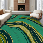 Abstract Wavy Blue Green Design Rug