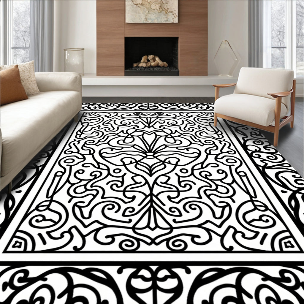 Intricate Floral Paisley Scrollwork Pattern Rug