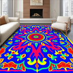 Vibrant Sun Mandala Inspired Abstract Design Rug