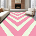 Pink Ivory Chevron Stripes Design Rug