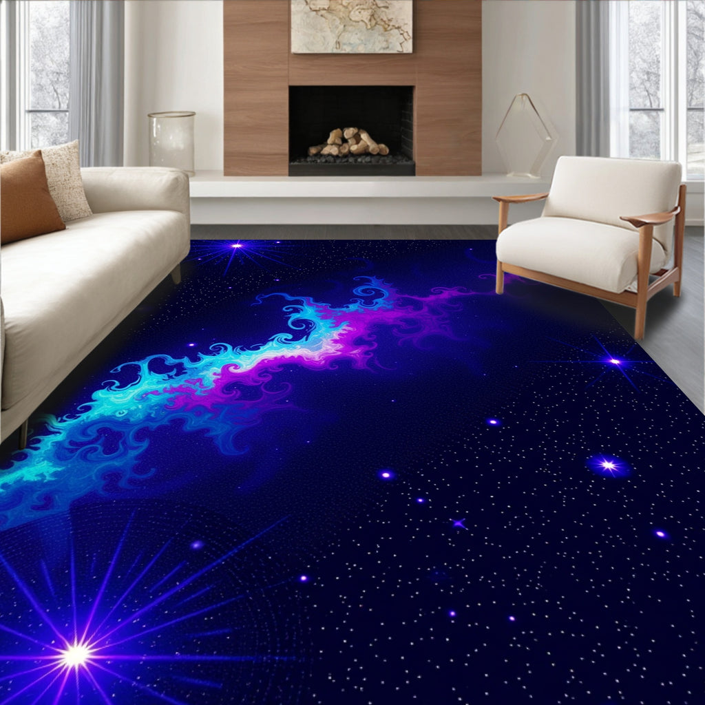 Cosmic Nebula Swirl Galaxy Design Rug