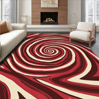 Red Cream Swirl Abstract Pattern Rug