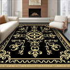 Intricate Golden Floral Border Design Rug