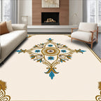 Ornate Floral Sunburst Mandala Design Rug
