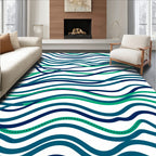 Wavy Blue And Green Stripes Rug