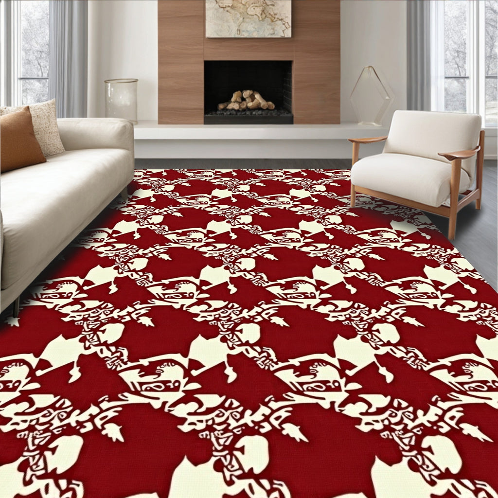 Cultural Red Cream Geometric Repeat Rug