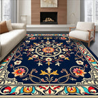 Vintage Floral Medallion Border Design Rug