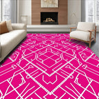 White Lines Geometric Pattern Rug