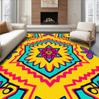 Vibrant Geometric Floral Pattern Rug