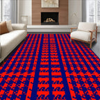 Red and Blue Abstract Pixel Pattern Rug