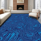 Navy Sky Blue Swirl Pattern Rug
