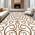 Classic Brown Scrollwork Damask Rug