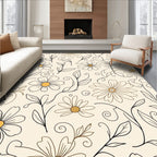 Delicate Daisy Pattern with Swirls Rug