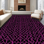 Vibrant Pink Linear Geometric Pattern Rug