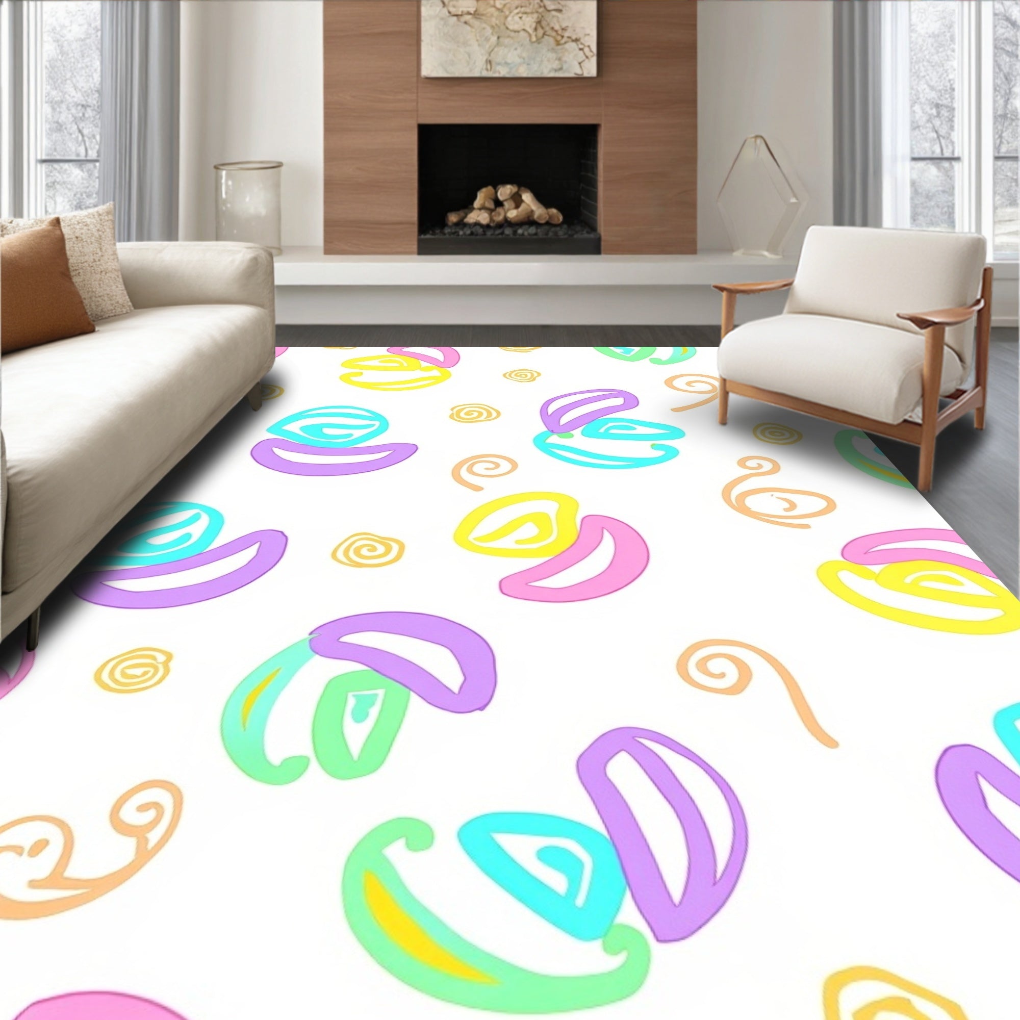 Playful Abstract Swirls Pattern Rug