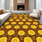 Whimsical Yellow Floral Line Art Rug