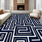 Maze Pattern White Sand Lines Rug
