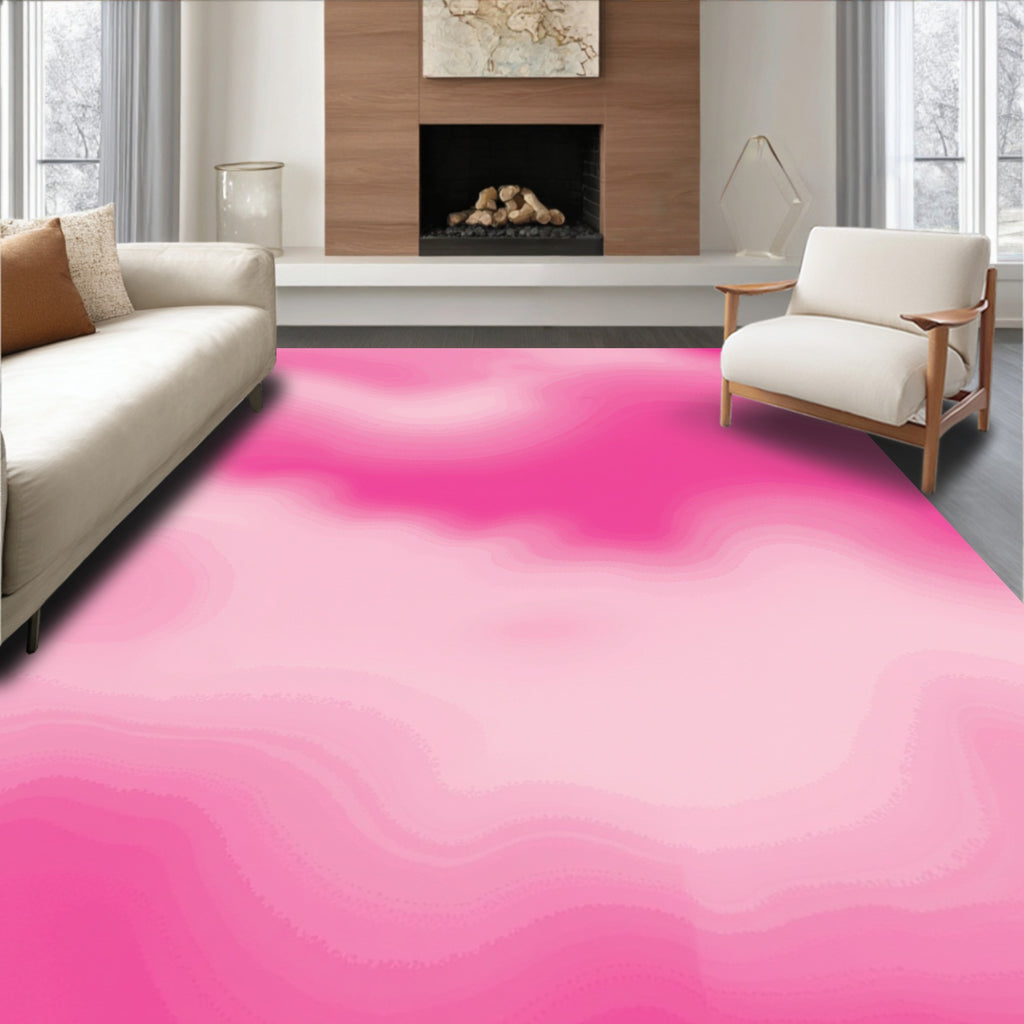 Gradient Pink Swirls Abstract Design Rug