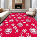 Red White Ornament Snowflake Seamless Rug