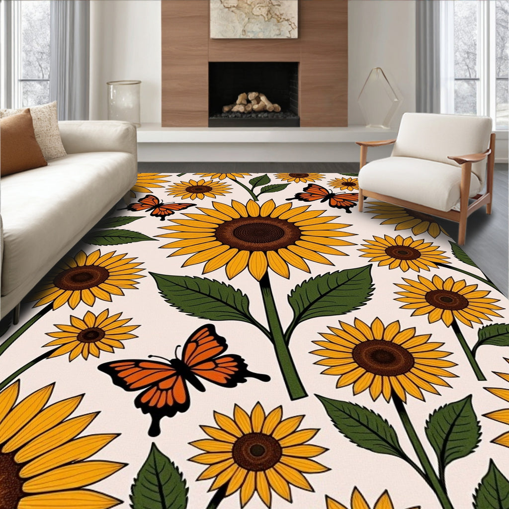 Sunflower Butterfly Sunny Pattern Rug