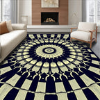 Retro Sunburst Geometric Pattern Rug