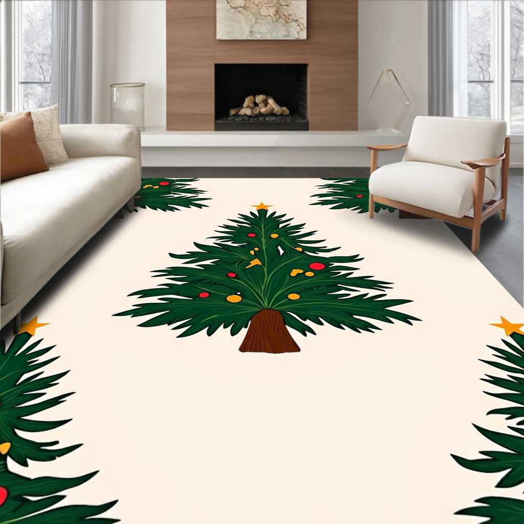 Festive Christmas Tree Pattern Rug