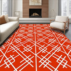 Geometric White Interlocking Lines Rug