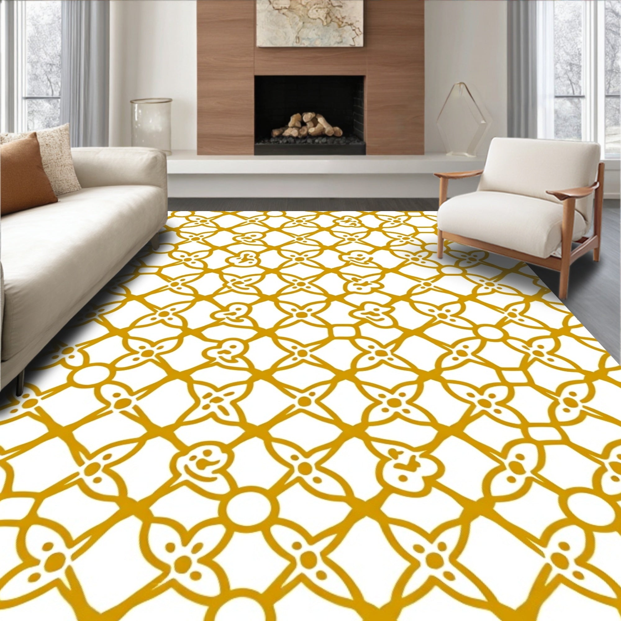 Geometric Floral Pattern Design Rug