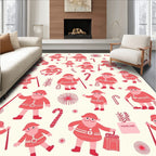 Jolly Santa Candy Cane Holiday Cheer Rug