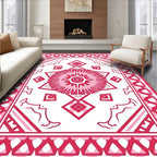 Bold Pink Geometric Floral Design Rug