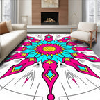 Vibrant Geometric Starburst Mandala Design Rug