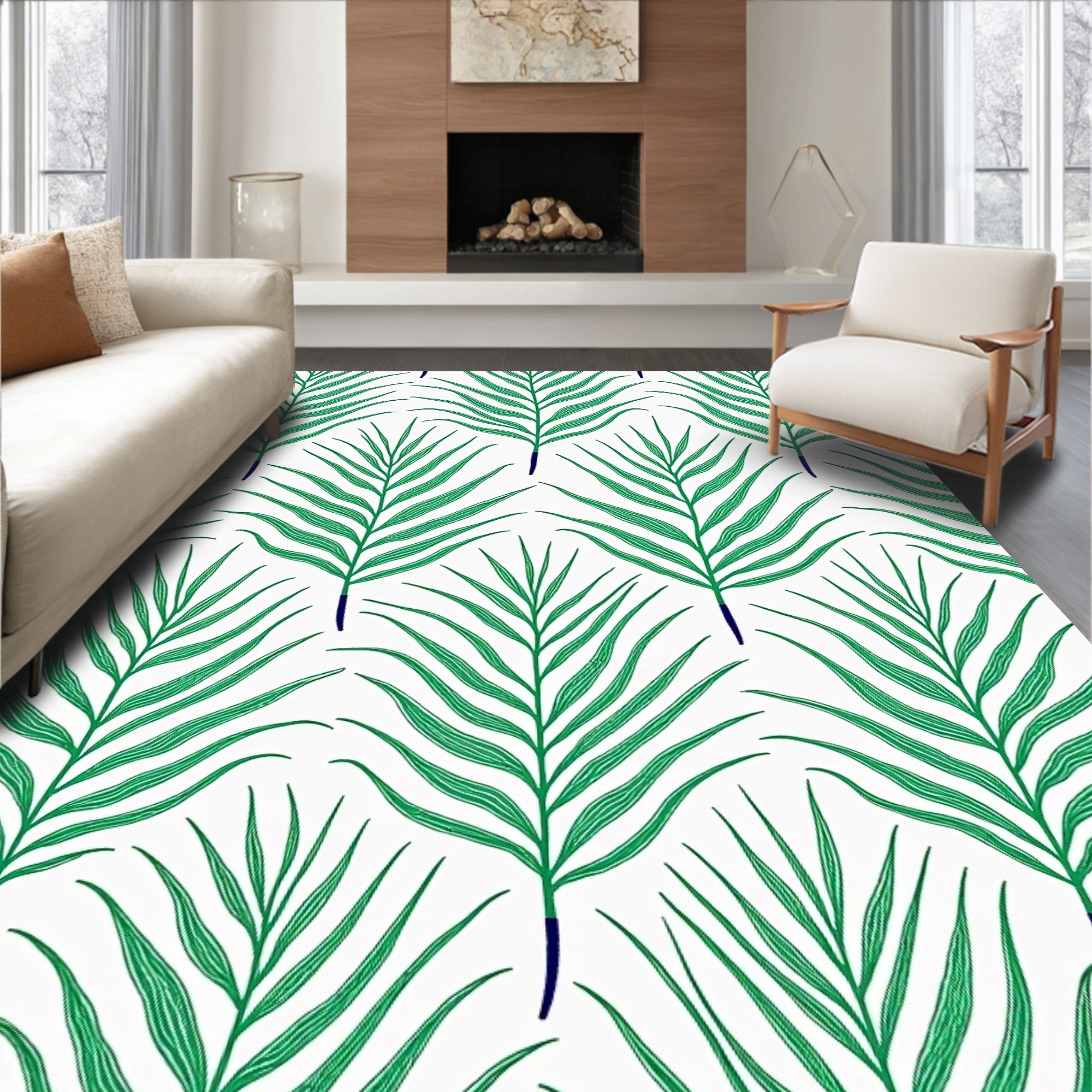 Green Leaf Pattern Delight Rug
