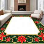 Classic Red Floral Festivity Border Design Rug