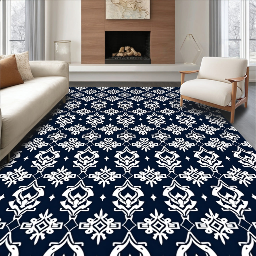 Classic Damask Floral Intricate Pattern Rug