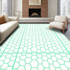 Mint Green Hexagonal Grid Pattern Rug