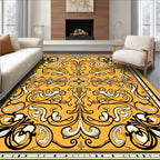 Retro Floral Swirls Ivory Design Rug