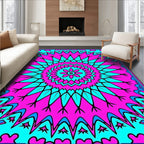 Bold Neon Mandala Pattern Rug